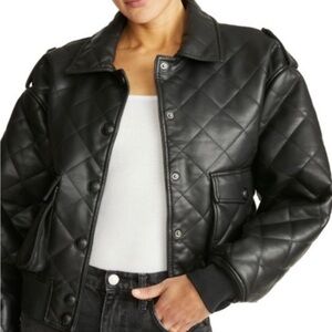 NWT Rebecca Minkoff, black diamond quilted bomber jacket